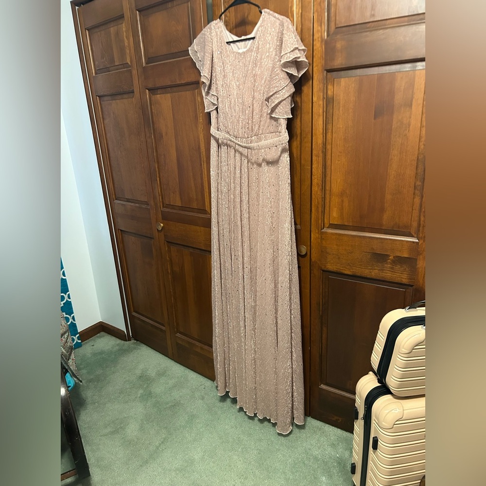 Chic Ruffle Sleeve Maxi Dress in Blush